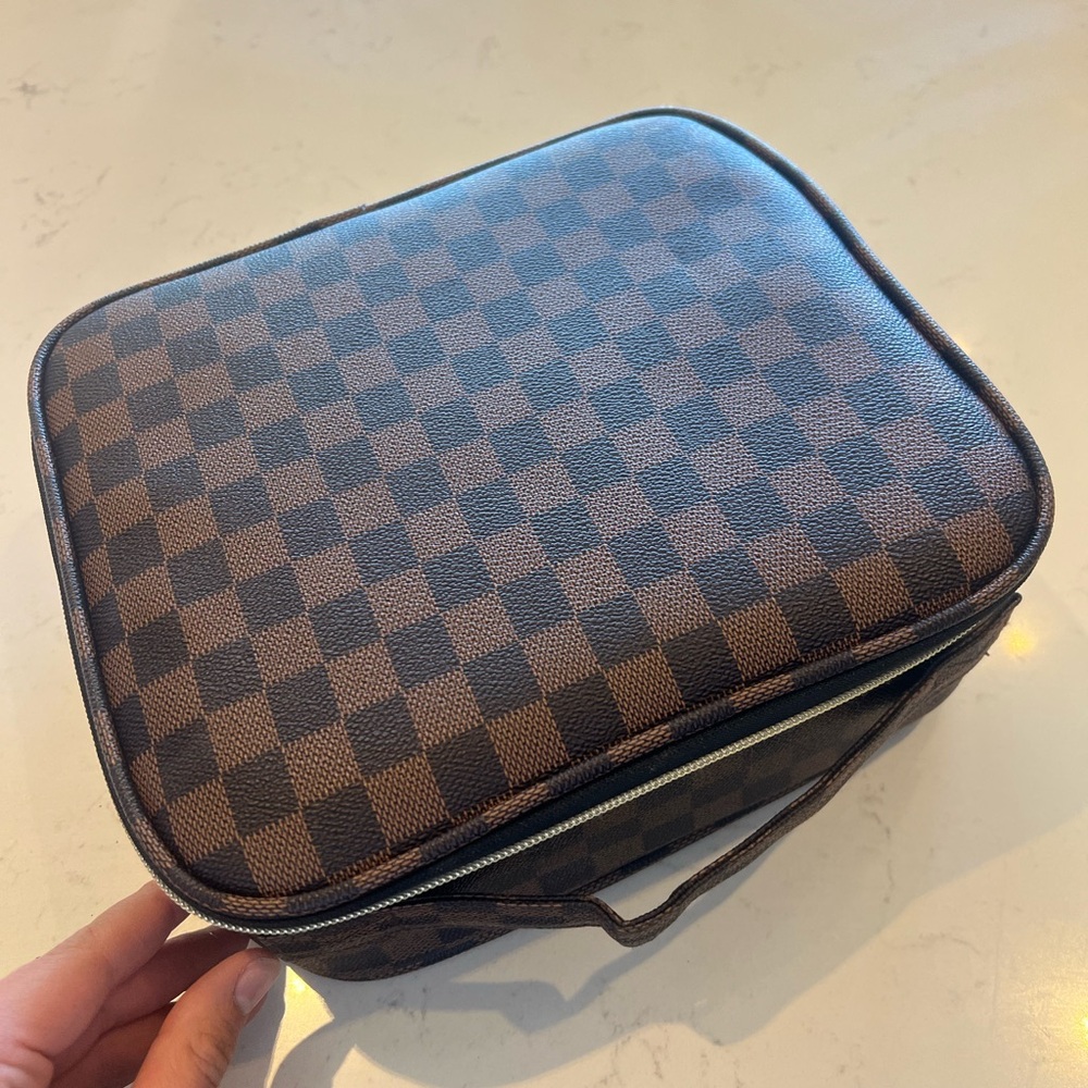 Ulta Beauty Brown Checkered Toiletry Bag